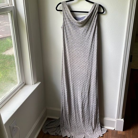 Tavimart Spaghetti Strap Sparkle Maxi Dress Women Glitter Elegant Split Sleeveless Long Dress Fashion Sexy Party Club Dress